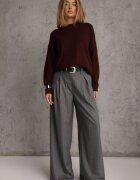 j&x Pulover oversize din bumbac și lână Basic Oseani Bordo