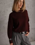 j&x Pulover oversize din bumbac și lână Basic Oseani Bordo