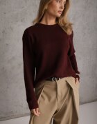 j&x Pulover oversize din bumbac și lână Basic Oseani Bordo