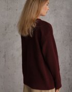 j&x Pulover oversize din bumbac și lână Basic Oseani Bordo