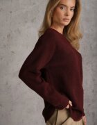 j&x Pulover oversize din bumbac și lână Basic Oseani Bordo