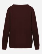 j&x Pulover oversize din bumbac și lână Basic Oseani Bordo