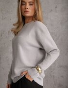 j&x Pulover oversize din bumbac și lână Basic Oseani Gri