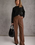 j&x Pulover oversize din bumbac și lână Basic Oseani Negru