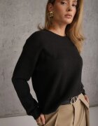 j&x Pulover oversize din bumbac și lână Basic Oseani Negru