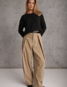j&x Pulover oversize din bumbac și lână Basic Oseani Negru