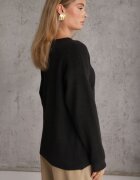j&x Pulover oversize din bumbac și lână Basic Oseani Negru