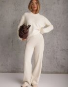 j&x Pulover oversize din lână cu decolteu în V Nleora Bej deschis