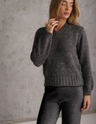 j&x Pulover oversize din lână cu decolteu în V Nleora Gri închis