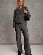 j&x Pulover oversize din lână cu decolteu în V Nleora Gri închis