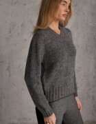 j&x Pulover oversize din lână cu decolteu în V Nleora Gri închis