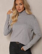 j&x Pulover pe gât Gri Clasic cu Bumbac Gemiella