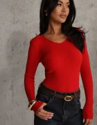 j&x Pulover Roșu din Bumbac din Tricot Striaț Reisaria