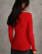 j&x Pulover Roșu din Bumbac din Tricot Striaț Reisaria