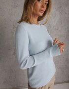 j&x Pulover simplu Casual din tricot cu lână cu structură pufoasă Divara Albastru