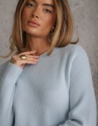 j&x Pulover simplu Casual din tricot cu lână cu structură pufoasă Divara Albastru