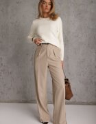 j&x Pulover simplu Casual din tricot cu lână cu structură pufoasă Divara Bej deschis