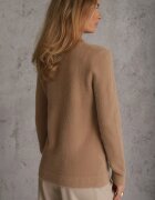 j&x Pulover simplu Casual din tricot cu lână cu structură pufoasă Divara Bej închis