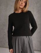 j&x Pulover simplu Casual din tricot cu lână cu structură pufoasă Divara Negru