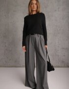 j&x Pulover simplu Casual din tricot cu lână cu structură pufoasă Divara Negru