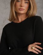 j&x Pulover simplu Casual din tricot cu lână cu structură pufoasă Divara Negru