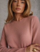 j&x Pulover simplu Casual din tricot cu lână cu structură pufoasă Divara Roz