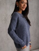 j&x Pulover simplu cu lână în stil Basic Tutia Bleumarin
