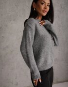 j&x Pulover simplu cu lână în stil Basic Tutia Gri