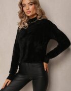 j&x Pulover Tricotat Negru cu fire mai lungi și guler semi-înalt Christiam