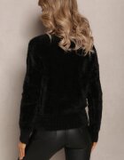 j&x Pulover Tricotat Negru cu fire mai lungi și guler semi-înalt Christiam