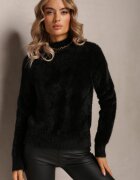 j&x Pulover Tricotat Negru cu fire mai lungi și guler semi-înalt Christiam
