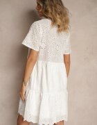 j&x Rochie Ajurată Albă din Bumbac cu Broderii Lumivienne
