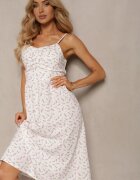 j&x Rochie Alb-Roz cu croi evazat cu bretele cu flori Sereri