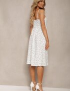 j&x Rochie Alb-Verde cu croi evazat cu bretele cu flori Sereri