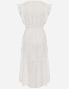 j&x Rochie Albă Cloș cu finisaj ajurat cu volan Melolia
