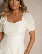 j&x Rochie Albă cu flori cu mâneci bufante Deviriel