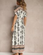 j&x Rochie Albă de Vâscoză cu croială dreaptă cu Imprimeu Etnic Miriliana