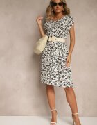 j&x Rochie Albă din Bumbac cu Flori Lumairene