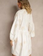j&x Rochie Albă din Bumbac Decorată cu Legătură și Model cu Palmieri