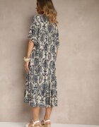 j&x Rochie Albastră cu Bumbac și Model Abstract Filarella