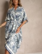 j&x Rochie Albastră Oversize cu Viscoză și cu Motiv Abstract Lunisana
