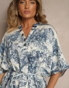 j&x Rochie Albastră Oversize cu Viscoză și cu Motiv Abstract Lunisana