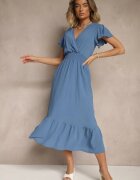 j&x Rochie Albastră Petrecută Cloș cu elastic în talie Reivione