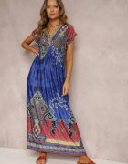 j&x Rochie Albastră petrecută cu imprimeu ornamental Nalori