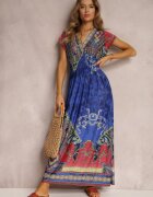 j&x Rochie Albastră petrecută cu imprimeu ornamental Nalori