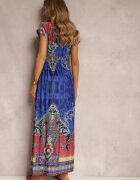 j&x Rochie Albastră petrecută cu imprimeu ornamental Nalori