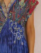 j&x Rochie Albastră petrecută cu imprimeu ornamental Nalori