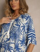 j&x Rochie Albastră Tip cutie Decorată cu print floral și cu legătură la decolteu Miranissa