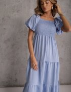 j&x Rochie Albastru deschis din Viscoză cu croială evazată cu mâneci bufante Rosena