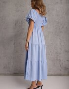 j&x Rochie Albastru deschis din Viscoză cu croială evazată cu mâneci bufante Rosena